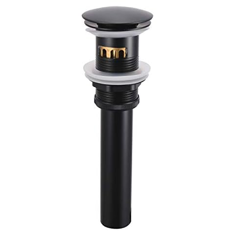 Brass Basin Waste Pop Up Drain Stopper with Filter Basket Plug (Matte Black) … Cover