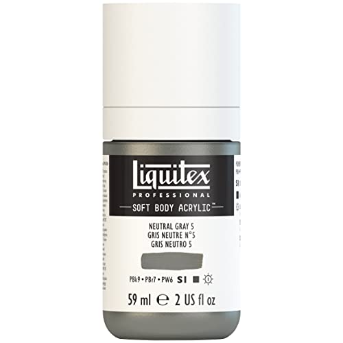 Liquitex Soft Body Acrylic Paint, 2-oz Bottle, Neutral Gray 5 by Liquitex - Used condition - US$14.41