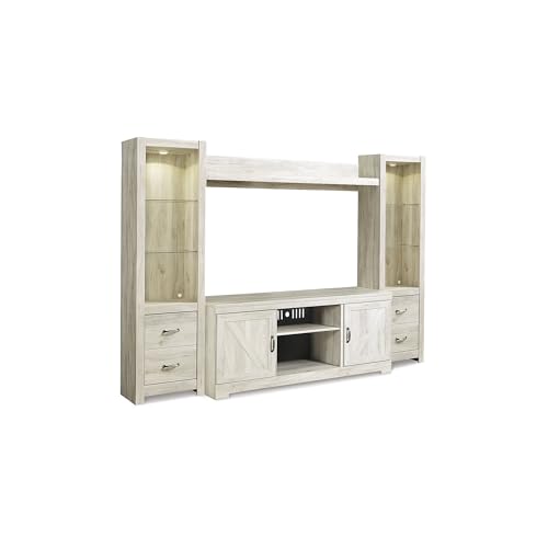 Signature Design by Ashley 4-Piece Farmhouse Entertainment Center, White