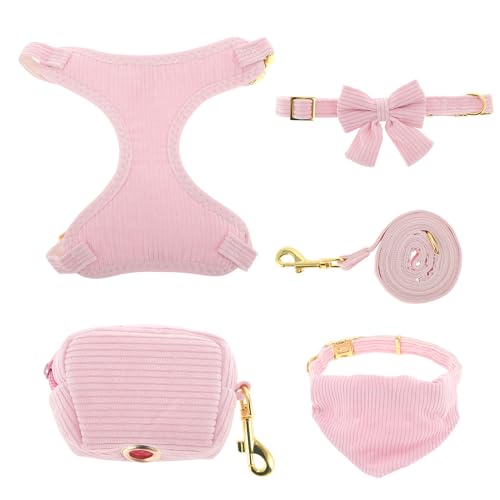 Dog Harness, Cute Dog Collar Harness with Bow, Adjustable Leash S...