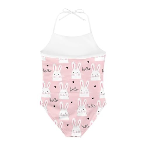 Image of KiuLoam Cute Bunny Rabbit Girls One-Piece Swimsuit Quick Dry Beach Swim Bathing Suit for 3-8 Years Little Girls