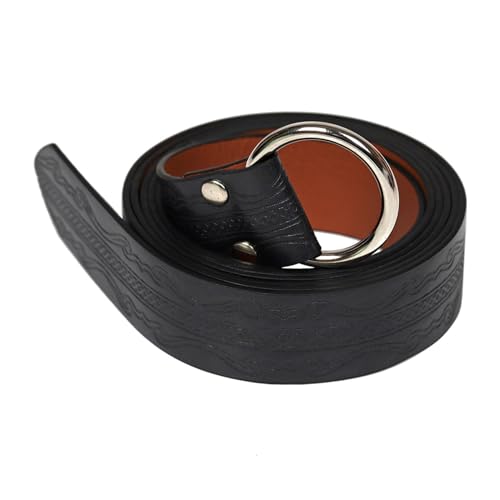 Medieval Belt for Men Belt Embossed PU Leathers O Rings Belt Vintage Costume