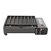 Tragbarer Gasgrill, Camping Gasgrill mit Transportkoffer und Fettbehälter, Tischgrill mit Grillplatte, Camping Kocher, Campinggrill Gas, Gaskocher Set für Terrasse, Balkon und Garten (Schwarz)