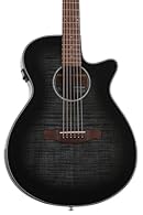 Ibanez Electronics - Transparent Charcoal Burst High Gloss 6-string Acoustic-electric Guitar with Sapele Back/Sides Walnut Fretboard Flame Maple Top