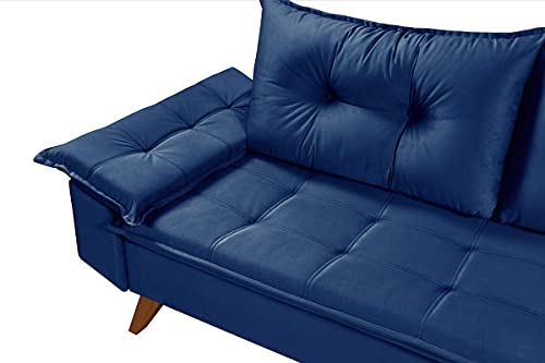 Sofa Bariloche 2 Lugares Pés em Madeira (Azul Marinho)