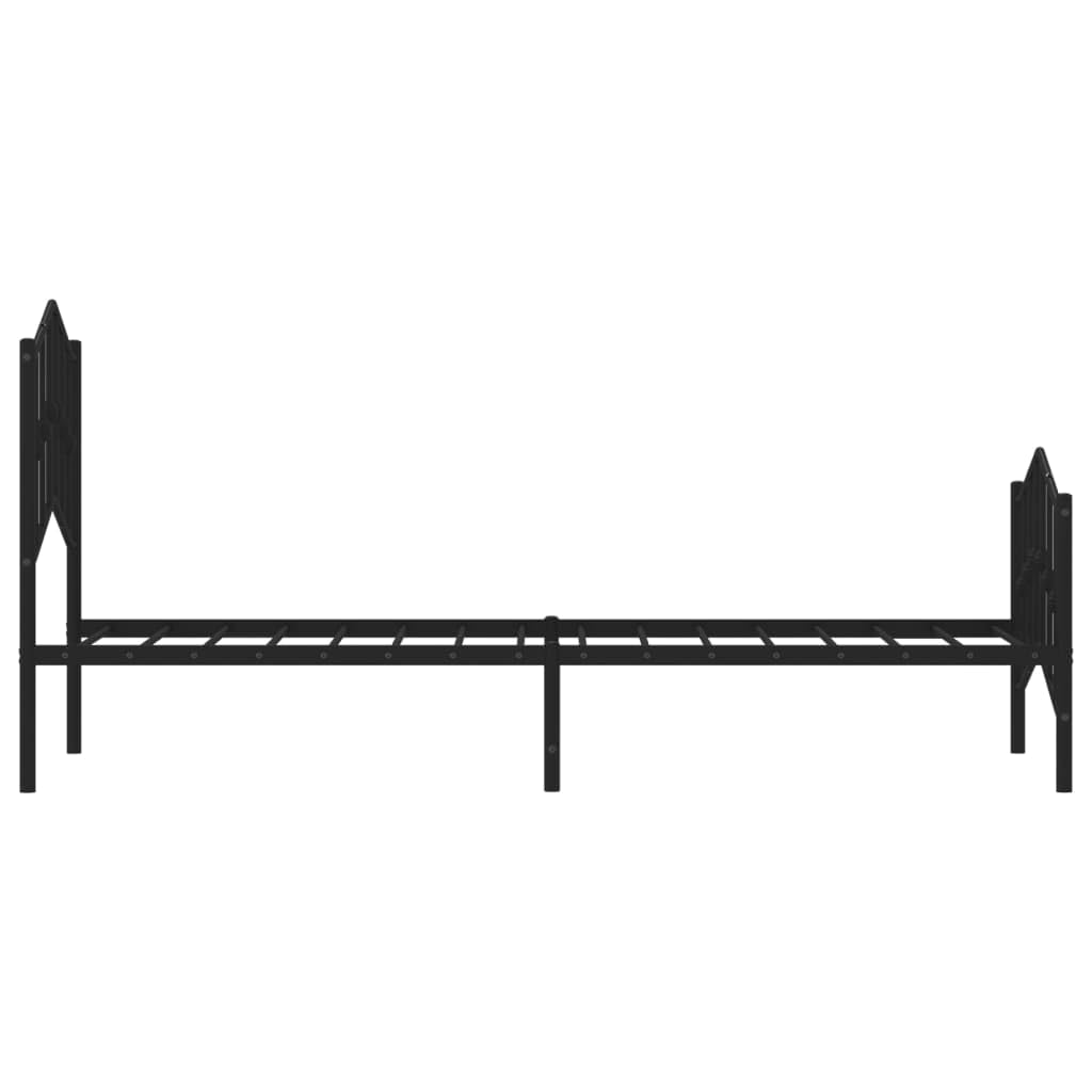 Giroletto con Testiera e Pediera Metallo Nero 75x190 cm Letto Singolo Robustezza Camera da Design Moderno Struttura in Ferro Stabile Facile Montaggio Base Letto con Resistente Sostenibile 190x75
