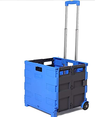 Faltbarer Einkaufswagen, Treppensteiger-Trolley Faltbarer Einkaufswagen, Leichter Einkaufswagen für Aktenbüroreisen, 65,4 l Kapazität, 2 Rollen-Trolley-Handwagen mit Sitz aus Kunststoff (Farbe: B) (C) Cover