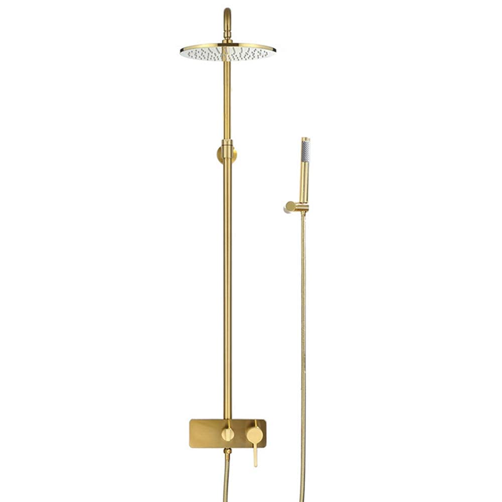 OZBMA kitchen mixer taps Brushed Gold Rainfall 10 Inch Mixer Tap Shower Set Exposed Wall Mounted Bathroom Fau