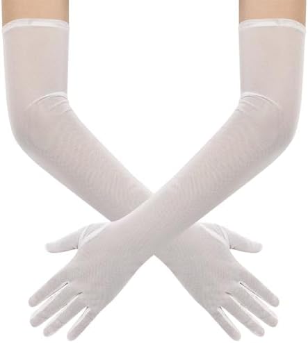 Hazhlko Women's Long Mesh Tulle Sheer Gloves Opera Party Gloves