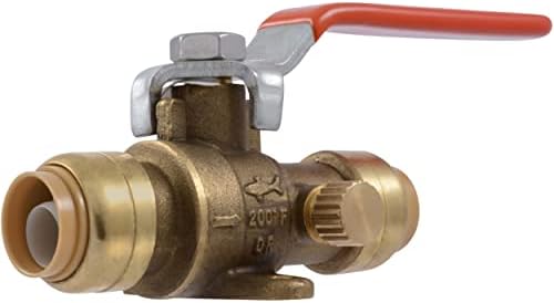 SharkBite 25550LF PVC Ball IPS X 3/4 Inch CTS, Water Valve Shut Off Push-to-Connect