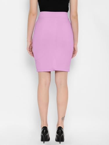 Image of Mehrang Formal Pencil Skirt, Women's Stretchable Pencil Midi Skirt, Cotton Blend Stretchable Knee Length Pencil Skirt with Elasticated Waist Belt