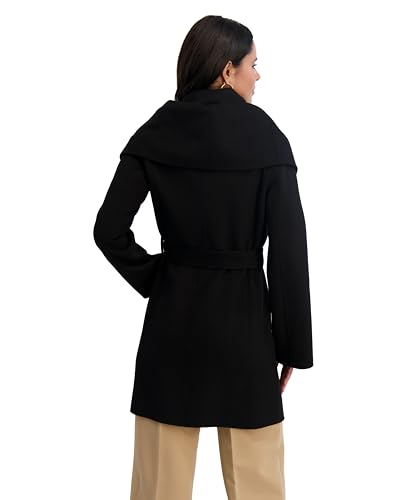 Image of TAHARI Womens Double-faced Luxury Soft Wool Blend Peacoat Removable Belt Wool Coat Oversized Collar