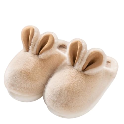 Kawaii Bunny Ear Women's Fuzzy House Memory Foam Slippers, Cute Furry Faux Fur Lined Bedroom Shoes, Cozy Indoor Slide (8,Brown)