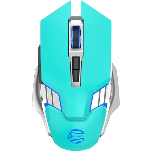 Image of Bluetooth Gaming Mouse, RGB Rechargeable USB Wireless Mouse, Quiet Click, LED Backlit, Ergonomic, with Side Button, 6 Button, DPI Adjustable, Computer Mice for Laptop PC MacBook Chromebook - Green