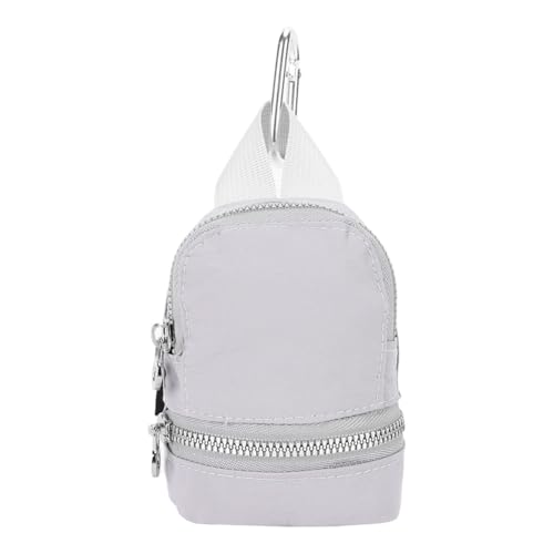 Mini mochila, chaveiro, carteira de pulso, pequena e fofa, porta-moedas, carteira portátil com zíper, bolsa de armazenamento de nylon, bolsa de viagem, Cinza, 4.72x3.15x1.97 inches