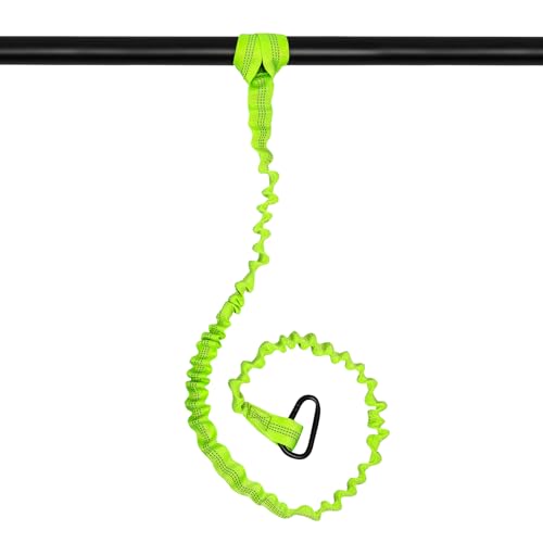 koetsu Stretchable Kayak Paddle Leash - Elastic Bungee Cord with Quick-Release Clip, Adjustable Floating Rope for Kayak, Canoe, SUP, Paddleboard Accessories（Green）