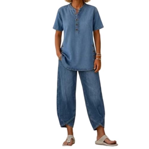 Conjunto de mezclilla de dos piezas para un paseo relajado en tus tardes de descanso de verano