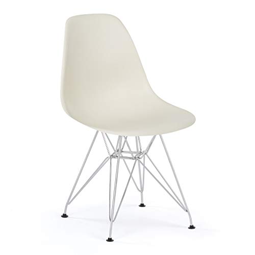 Eurosilla ST003 Chaise de Salle à Manger, Acier, métal, Blanc, 1