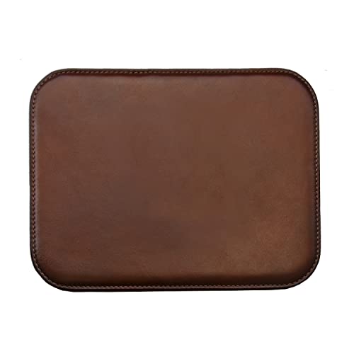 Tapis de souris en cuir véritable brun pour bureau élégant et télétravail confortable