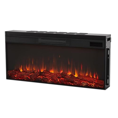Image of Real Flame Malie 68 inch Landscape Electric Fireplace with Mantel for Living Room or Bedroom, Replaceable Fireplace Insert Heater, Realistic Log and Flame Effect, Remote Control, Timer - Venetian Gray