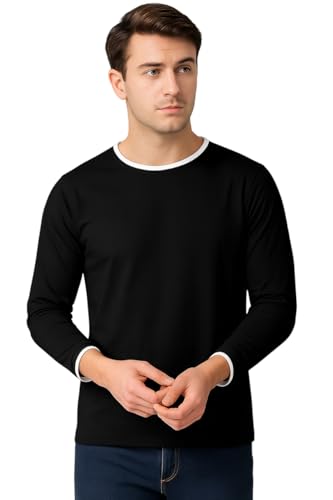 Image of The Dry STATEMen's Full Sleeve Basic Fit T-Shirt with Contrast Tipping Details Neck