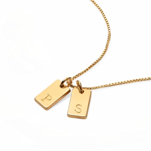 OAK & LUNA - Willow Initials Pendant Necklace - Sterling Silver, 18K Gold Vermeil,14K Yellow and White Gold - Diamond Options - Tag, Disc, Card, Drop, Enamel