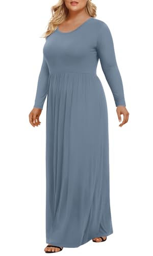 Image of LONGYUAN Women's Plus Size Maxi Dresses for Curvy Women Casual Long Dress XL-6XL