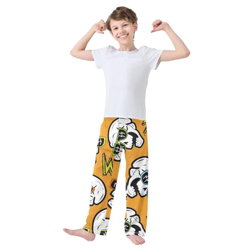 Abstract Skull Boys Pants Boys Athletic Pants Long Pant for Boywith Pockets Wide-Leg Size 6-14Y3