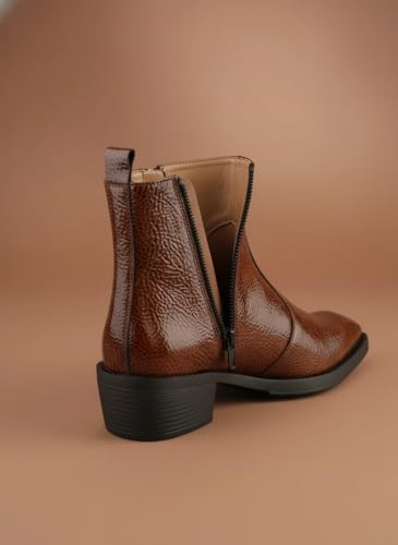Image of Big Fox Men's Tan Textured Cuban Boots | Premium Ankle-Length Fashion Boots | Stylish, Durable & Comfortable