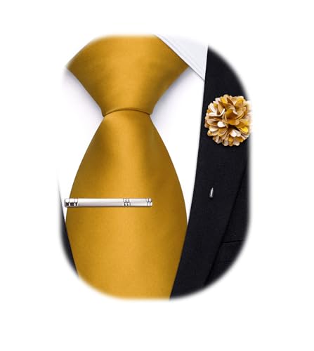 Image of Hi-Tie Pretied Boys Ties Solid Color Kids Adjustable Necktie Lapel Pin Clip Set Age 8-12 Wedding School Graduation