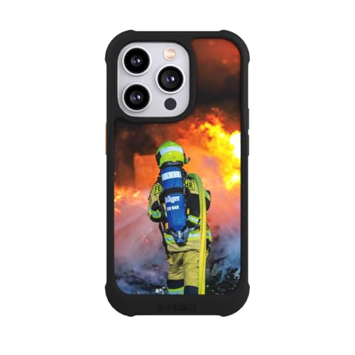 Coque iPhone 14 Pro antichoc MagSafe NIVOmax noire motif pompier