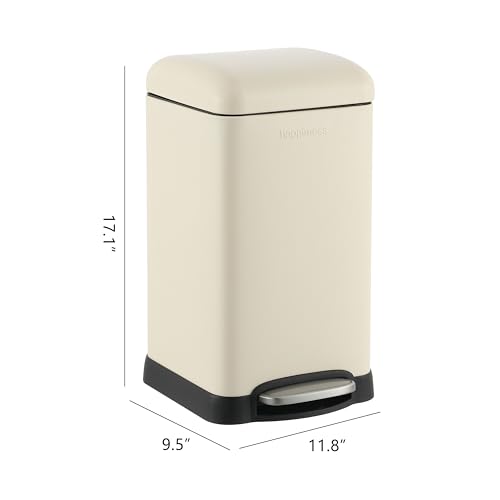 Image of happimess Betty Retro Mini 3.2 Gal Step Trash Can, Limestone Beige