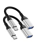 USB C to USB 3.0 Adapter 2 Pack, USB-C Male to USB-A Female OTG Cable Adapter for iPhone 17 16 15 Pro Max, MacBook, iPad, On-The-Go Cable for Samsung Galaxy A17, Flash Drive, Keyboard, Game Controller