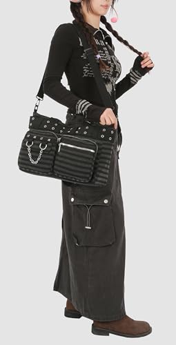 Image of Tote Bag for Women, Corduroy Gothic Purse Goth Bag with Zipper for College, Work, Travel, Gym