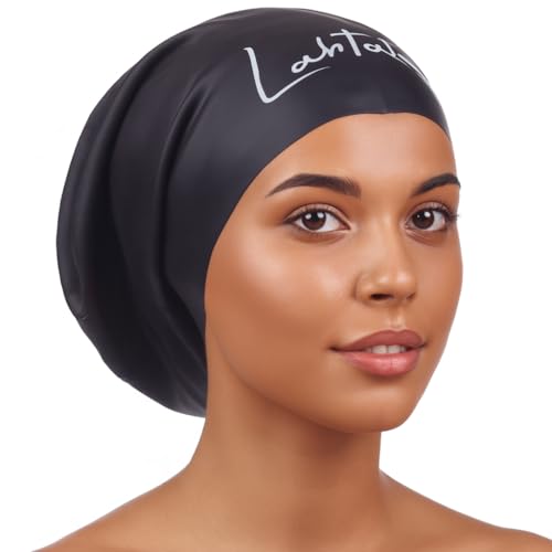 Badekappe silikon wasserdicht &ndash; Swimming Cap &ndash; Swim Cap Extra Large for Long Hair Dreadloicks Afro (Schwarze L)