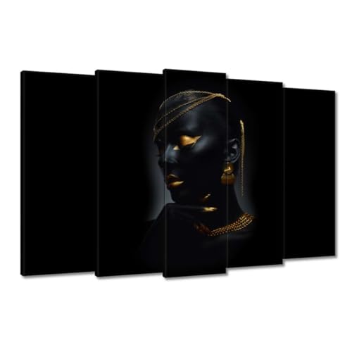 Peinture imprimée sur toile 150x95 cm Visage féminin en or H8890M