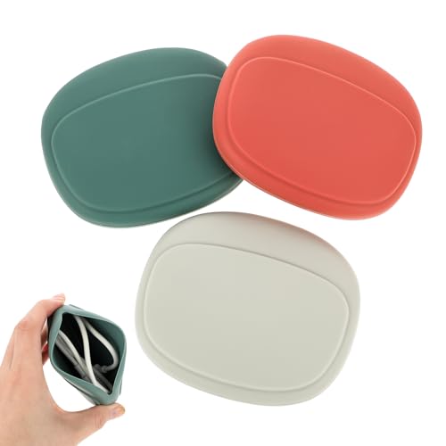 COMNICO 3 PCS Silicone Headphone Organizer Data Cable Storage Case Portable Mini Key Box Cord Organizer Pouch Bag Purse Travel Accessories Home or Workplace Lipstick Winder Holder Keeper -  592401_1-01