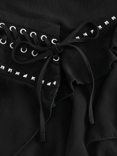 Women's Flowy Trendy Skirt Asymmetric Hem Low Waist Skirt4