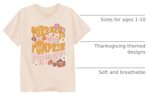 Image of Toddler Girls Thanksgiving Shirts Turkey Pumpkin T Shirt Cotton Short Sleeve Halloween Tops 1-10 Years
