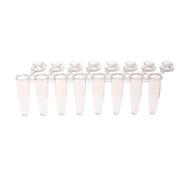 CELLTREAT 230463 PCR 8-Strip Tubes, 0.2mL, Attached Flat Caps, Clear