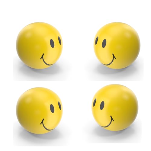 Image of Mother India Smiley Balls Lightweight Stress Relief and Fun for All Ages Yellow, Squeeze Ball Perfect for Stress Relief, Hand Exercise, Toy Sports Outdoor Equipment for Games Playing (Pack of 3)