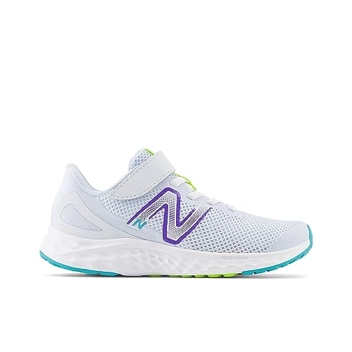 Image of New Balance Kid's Fresh Foam Arishi V4 Hook & Loop Running Shoe, Ice Blue /Electric Indigo /White, 13.5 M Little Kid