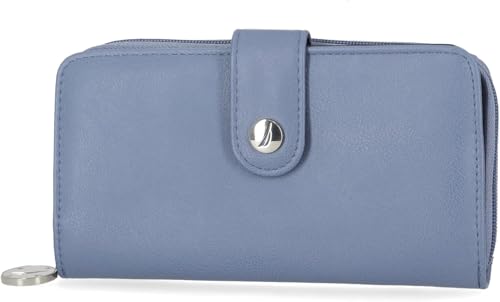 Nautica Be Shore Zip Around Wallet for Women RFID Vegan Leather Clutch, Bifold Organizer with Phone Holder, Card Slots, and Checkbook Pocket, Marine