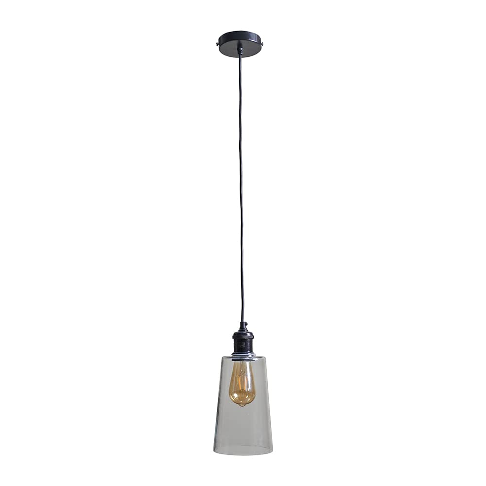 Minisun Including Bulb | Modern Matt Black & Clear Glass Dome Ceiling Pendant Light Shade | Pendant Lights, Home Décor Essential | Includes Bulb [2700K Warm White] | Includes Full Wired Fitting | Mains Wired