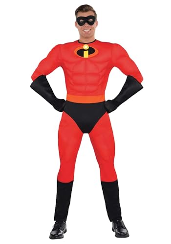 Party City Mr. Incredible Halloween Costume for Men, Disney, The Incredibles with Gloves and Mask
