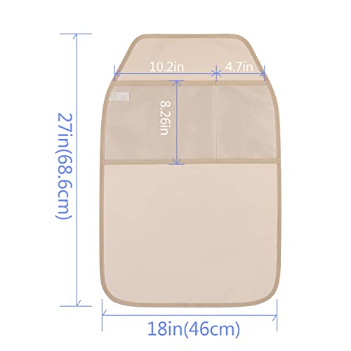 Car Seat Protector Large Kick Mat 2 Pack Durable Water Resistant Auto Seat Back Covers With 2 Mesh Pockets Protection Against Dust Mud Scratches (Beige-A, 2-Pack) #TOP2