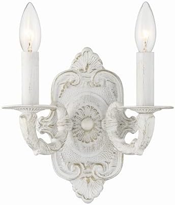 Crystorama Paris Market 2 Light Antique White Sconce