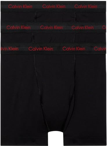 Calvin Klein Men's Boxer Brief 3Pk 000NB2616A, Black (Black W/Pompian Red Logos), L (Pack of 3)