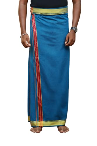 Image of Men's Pure Cotton Dhoti & Vesti | Mundu | Lungi | Premium Traditional Dhoti| Soft Handloom Fabric | Comfortable & Daily Use Outfit