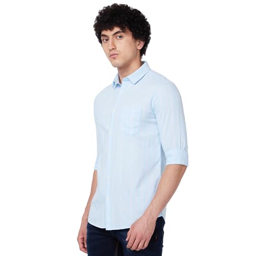 Image of Spykar Men's Regular Fit N /A Full Sleeve Striped Casual Shirts